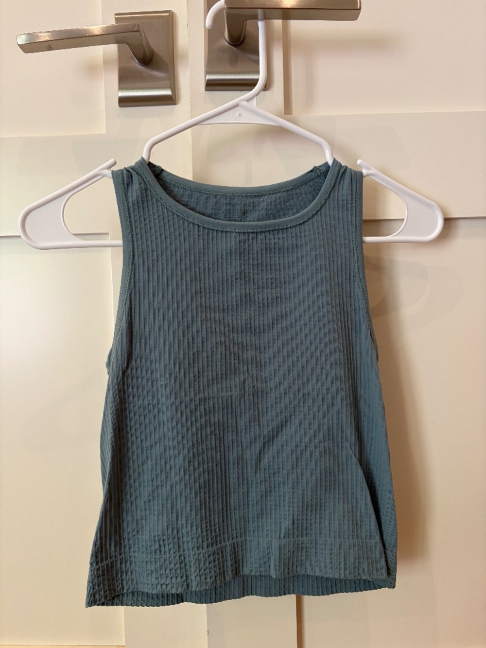 Ribbed Sleeveless Swing Tank Top Blue Gray | Casual Relaxed Fit